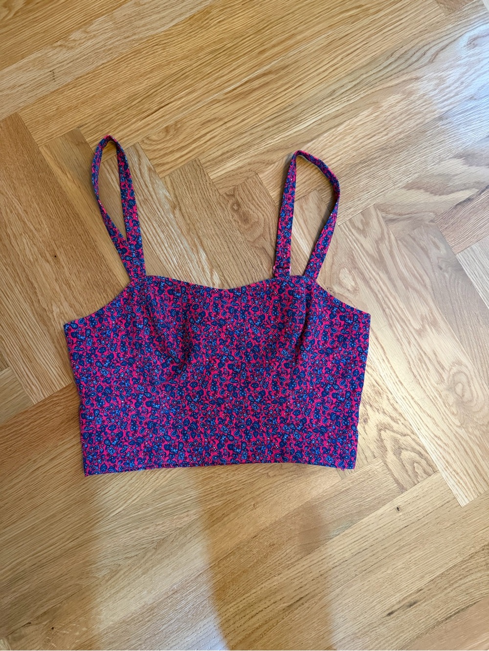 French Connection Pink and Blue Floral Cropped Tank